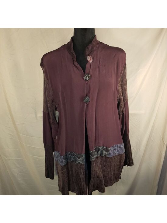 Yasuko Kurisaka Jackets & Blazers - Yasuko Purple Crinkle Textured Jacket M/L